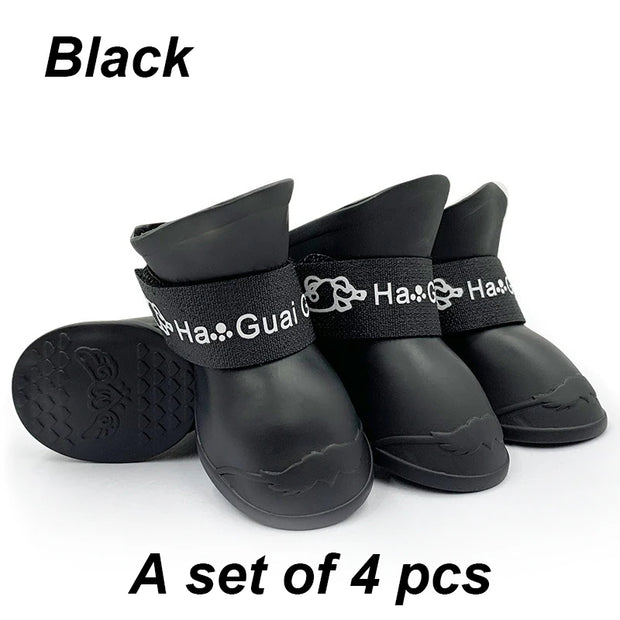 4pcs Waterproof Dog Booties – Candy Color Rubber Shoes for All Sizes