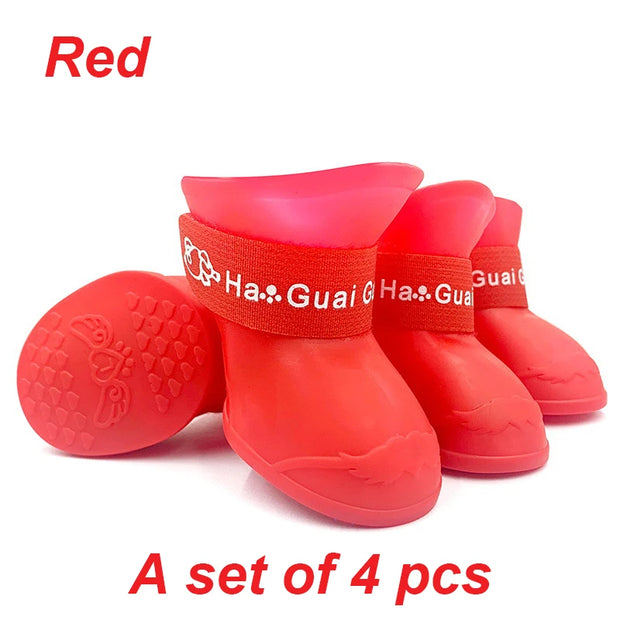 4pcs Waterproof Dog Booties – Candy Color Rubber Shoes for All Sizes