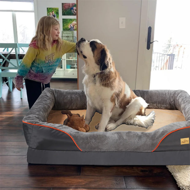 Jumbo Orthopedic Dog Sofa – Memory Foam with Bolster & Waterproof Cover