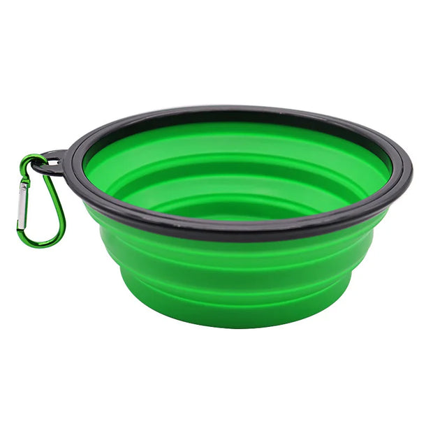 2-in-1 Folding Silicone Dog Bowl & Dispenser – Travel Ready with Carabiner