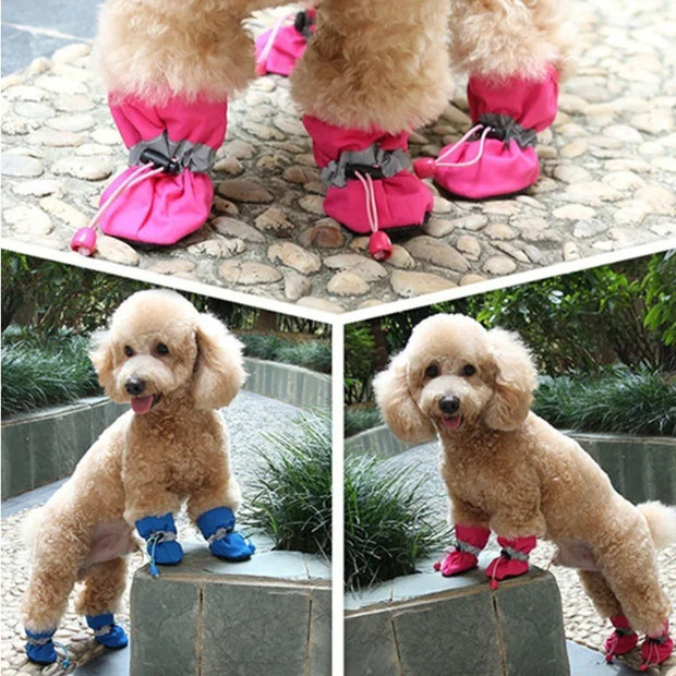 4pcs Waterproof Pet Boots – Soft, Anti-Slip Rain Shoes for Dogs & Cats