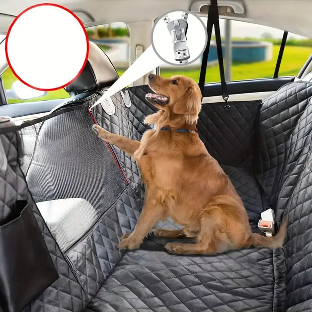 Waterproof Dog Car Seat Hammock – Mesh Window & Anti-Slip Back Seat Cover