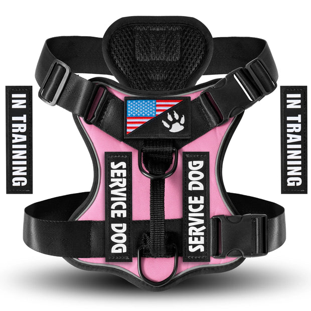 Reflective Service Dog Harness – Adjustable with 5 Patch Set
