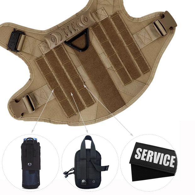 Adjustable Dog Harness with Molle Pouches – Ideal for German Shepherd & Malinois