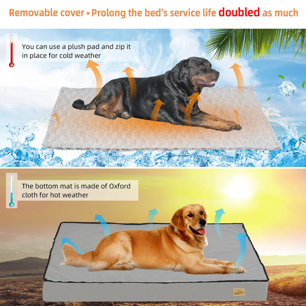 Orthopedic Calming Dog Bed – Gray, Multiple Sizes with Removable Cover