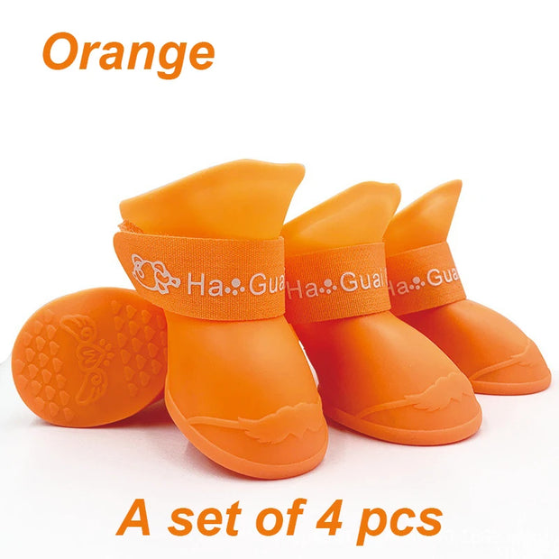 4pcs Waterproof Dog Booties – Candy Color Rubber Shoes for All Sizes