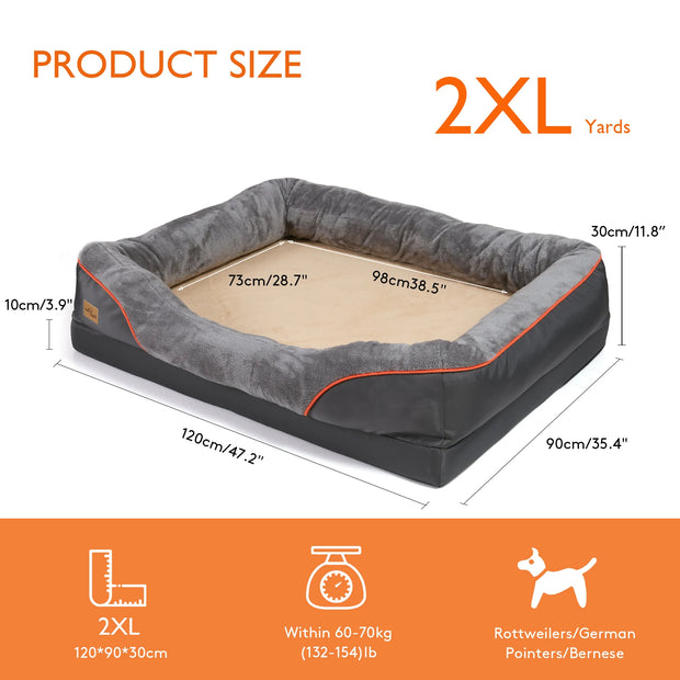 Large Dog Bed – Soft, Anti-Allergy Fleece with Washable Waterproof Cover