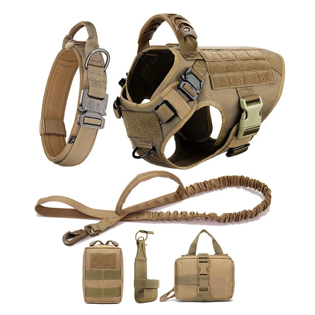 Adjustable Dog Harness with Molle Pouches – Ideal for German Shepherd & Malinois