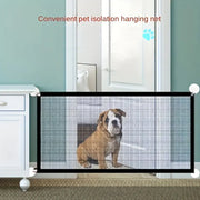 Foldable Pet Safety Gate – Breathable Mesh Barrier with Hooks