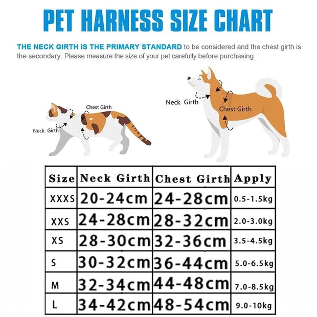 Reflective Dog Harness & Leash Set – Adjustable for Small Dogs & Cats