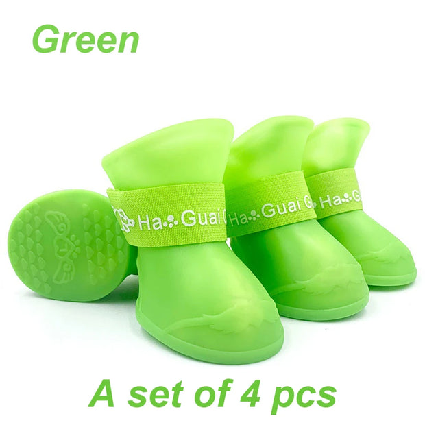 4pcs Waterproof Dog Booties – Candy Color Rubber Shoes for All Sizes