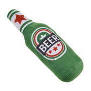 Plush Beer Bottle Dog Toy – Squeaky & Teeth-Cleaning Fun