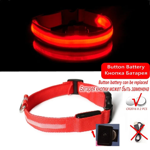 LED Dog Collar Light – Anti-Lost Night Glow with USB/Battery Option
